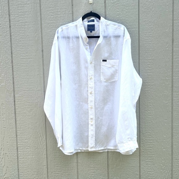 Faconnable Other - Faconnable band collar White linen Casual Shirt XL
